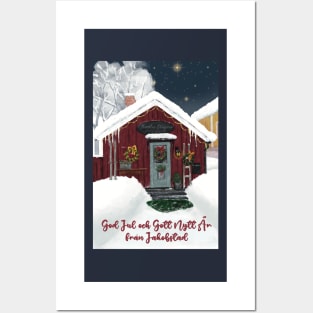 Christmas Greeting card from the old part of Jakobstad called Skata.Swedish text. Posters and Art
